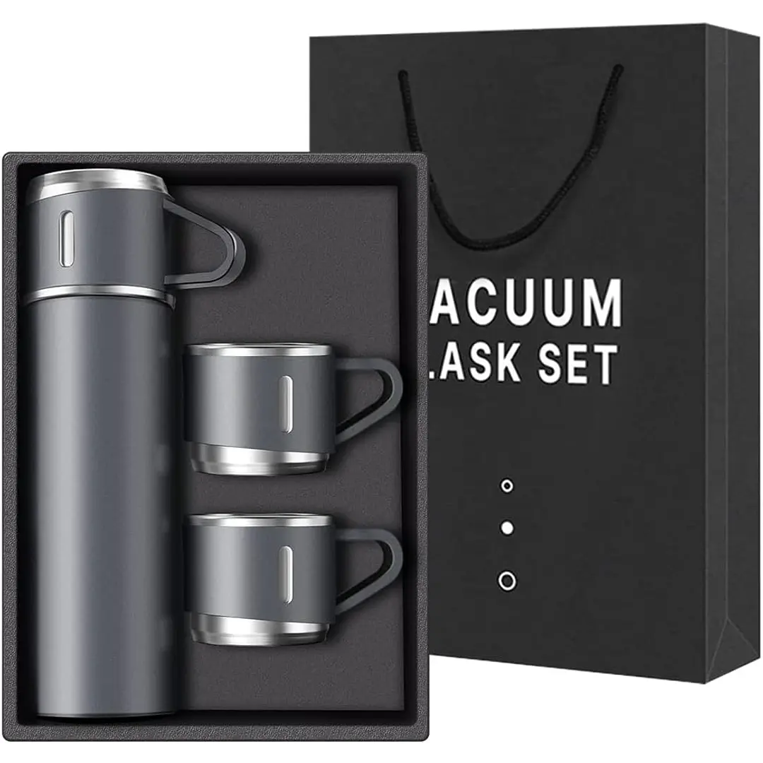 Set Termo Caliente Frio Termo Acero Inox + 3 Tazas - 500 Ml