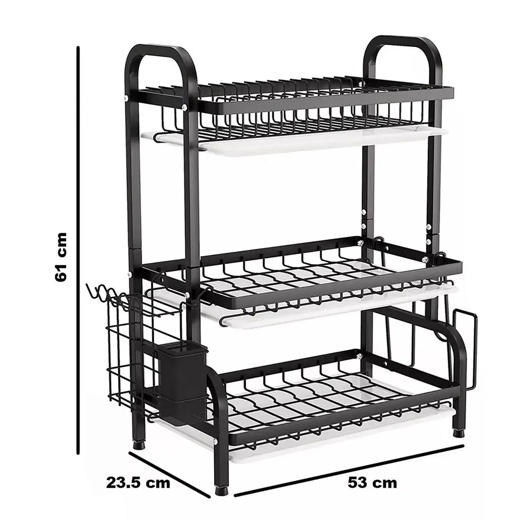 Secador Escurridor De Loza Platos 3 Niveles / Negro (Solo Tarjetas)