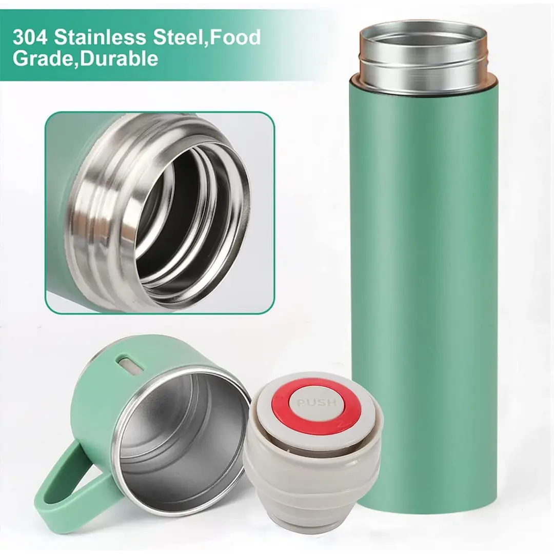 Set Termo Caliente Frio Termo Acero Inox + 3 Tazas - 500 Ml